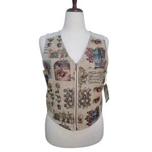 NWT Vintage Grandma Chic Cottage Floral Vest Size Medium
